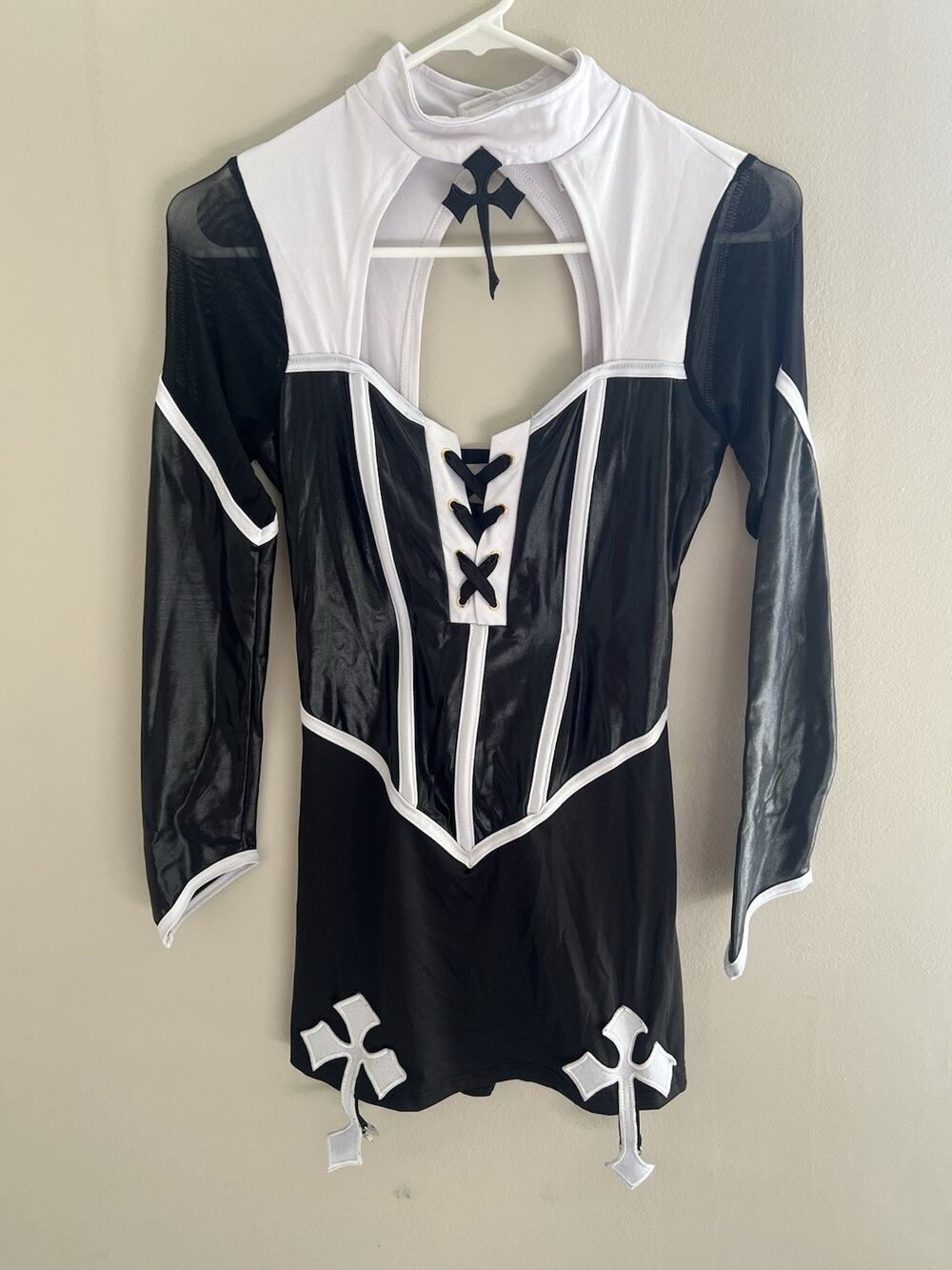 Holy Hottie Nun Costume Spirit Size Small Includes Thigh High Stockings